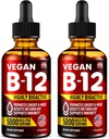 חבילה של 2 - B12 sublingual 5000 mcg Drops - מיוצר בארה"ב - ויטמין B12 טבעוני לאנרגיה, Mood & Memory - Highly bioavailable Sublingual Drops - Methyhydrobalamin for Women & Men - 2 fl. oz.