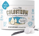 Legendairy Milk Colostrum תוסף - Premium Bovine Colostrum for Humans - 40% IgG Immunoglobulin for Immune Support & Gut Health - Energy & השרירים Recovery - Vanilla Chewable Tablet, 30 משרתים