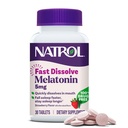Natrol Fast Dissolve Melatonin 5 מ"ג, Melatonin תוספי שינה נינוחה, תמיכה בשינה למבוגרים, 30 טבליות Strawberry-Flavored, עד 30 יום אספקה