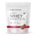Dr. Mercola Pure Power Organic Whey חלבון - 20 גרם חלבון - תומך בצמיחה שרירים ואנרגיה - Grass-Fed Whey Concentrate - 15 משרתות (20.60 oz) - Strawberry