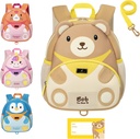 BabbleRoo טומלר, ילדים תרמיל - Light & Comfort, Water Resistant Neoprene, Leash for Toddlers 1-3, רפידות רפלקטיביות עבור Visibility, Animal תרמי, בוב הדוב