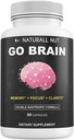 Go Brain Double Nootropic Formula, Brain Supplements for Memory and Focus ויטמינים, גינקו בילובה, תוסף Dmae, Bacopa Monnieri, זיכרון ויטמין המוח לנשים וגברים