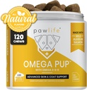 Dog Fish Oil Supplements - 120 Omega 3 Fish Oil Dog Vitamins, Veterinarian Formulated Itching Relief for Dogs, Natural Omega 3 Fish Oil for Dogs, Dog Skin and Coat Supplement (Salmon Flavor)