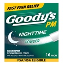 אבקת לילה של גודי, Pain Reliever & Sleep Aid with Acetaminophen & Diphenhydramine Citrate, Caffeine חינם, 16 Count