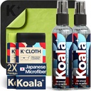 Koala Eyeglass Lens Cleaner Spray Kit | (2x) משקפיים נקיים יותר בקבוק + (2x) מיקרופיבר Cloth | אלכוהול חינם משקפיים, מסך וכרטיס ניקוי מצלמה | Made in USA (4 Piece Set)