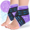 Atsuwell Ankle Ice Pack Wrap 2 Packs, Ankle Ice Wraps גמישה Gel Cold Pack for Foot Heel, Cold Compress Therapy for Soothing Discomfort