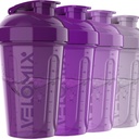 VELOMIX -4 PACK- 20 חלבון OZ Shaker בקבוקי חלבונים, Shaker Cups forחלבון Shakes, Small Shaker Bottle Pack, Shaker Cup, Shakers forחלבון Shakes (Purple Bloom)