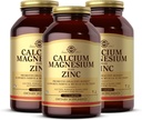 Solgar Calcium Magnesium Plus Zinc - 250 טבליות, Pack של 3 - מקדם עצמות בריאות, תומך שבץ ותפקוד שרירים - Non-GMO, טבעוני, גלוטן חינם - 250 המשרתים הכולל