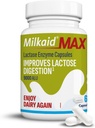 Milkaid Max קפסולות עבור Lactose Intolerance הקלה עם Lactase Enzyme, תוספת דיאטנית כדי למנוע גז, Bloating & Diarrhea בשל Lactose Sרגישות | 9000 ALU (60 קפסולות, Unflavored)