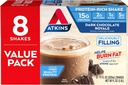 Atkins Gluten Free חלבון-Rich Shake, Dark Chocolate Royale, Keto-Friendly, 8 Count (Pack of 1)