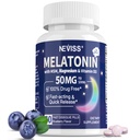 Melatonin 50 מ"ג למבוגרים - תוספת כוח 9-in-1 מהיר Dissolve Sublingual - w /Vitamin D3 & MSM, מרגיעה את הנבל בלנדה, לימון Balm, Passionflower,Chamomile, Sugar חינם, 60 משרתי טבעוני 60 לשרתים