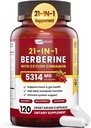 21-in-1 Berberine תוספת עם Ceylon Cinnamon - 1500 מ"ג אורגני Berberine HCL Phytosome, 5X גבוה יותר Absorption עבור Metabolism תמיכה 100 קפסולות
