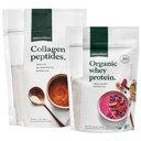 כוח טבעי נקי, Grass Fed Collagen Peptides + Unflavored אורגני Whey חלבון Bundle - אורגני, non GMO Whey חלבון & Hydrolyzed Type I ו III Collagen - 13.8 Ounce Bag ו 11.7 Ounce Bag