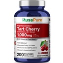 NusaPure אורגני Tart Cherry 20:1 לחלץ, 1000 מ"ג Equivalent to 20,000 מ"ג 200 Veggie Caps (Vegan, non-GMO) Bioperine