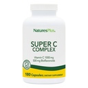 NaturesPlus Super C Complex - 180 קפסולות - 1000 מ"ג ויטמין C + 500 מ"ג Bioflavonoids - טבעוני, גלוטן חינם - 90 משרתות