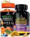 Sea Mosss כמוסות + Black Seed שמן מסטיקנים Bundle, 60 Black Seed Gummies + 120 Sea Moss Pills, הגנה טבעית תמיכה עם ויטמינים ומינרלים רבים תוספת Bundle