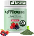 Super Greens Powder, 60 Servings - Immunity, Digestive Enzymes & Probiotics for Energy, Gut Health, Bloating Relief for Women - Greens Superfood Powder - Mixed Berry