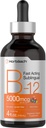 Horbaach B12 ויטמין 5000 mcg sublingual | 4 Fl Oz | As Methylcobalamin ו Cyanocobalamin | נוזל Vegetarian Drops | ברי פלאמור | Non-GMO & Gluten Free Supplement