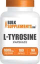 BulkSupplements.com L-Tyrosine 1000 מ"ג קפסולות - תוספי Tyrosine, Tyrosine קפסולות, Tyrosine 1000mg - Non-Essential Amino Acid, 2 קפסולות לשרת, 180 קפסולות