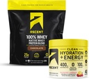 100% אבקת חלבון Whey, שוקולד 4 lb & הידרה + אנרגיה אלקטרוליטים, פטל לימון 40 לשרת