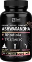Ashwagandha Complex - אורגני Ashwagandha Root אבקת + Rhodiola Rosea + Turmeric - Premium Support Formula - Ashwagandha קפסולות תוספת