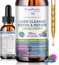 GREENPEOPLE Liver Cleanse Detox & Fix Drops - Liver תוסף w/Milk Thistle Silymarin, Artichoke & Dandelion for Liver Detox & Support- 16x Potent Herb-Nutrients - 2Fl Ozberry Blueberry Flavor Flavor Flavor