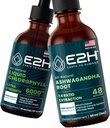 E2H: נוזל Chlorophyll ו Ashwagandha נוזל טיפות; טבעוני, non-GMO - 2 Fl Oz כל (4 Fl Oz Total)