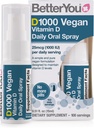 Better You D1000 Vegan ויטמין D אוראלי Spray - גישה נוחה עבור טבליות - Plant-Origin - מקדם עצמות חזקות, שיניים ומערכת החיסון - עזרה ב- Calcium Absorption - 100 Daily Doses - 0.5 oz