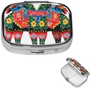 Square Pill Case for Purse או Pocket 2 השוואת תרופות גלולות Box Portable Small Pill מארגנת runnerer Swedish Dala Horse Travel Pillbox Medicine Cod Liver Oil Storage Box