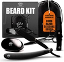 רויאל קליפס Beard Kit | 4 Piece Beard Grooming Kit | Beard Brush, Comb, Scissors and Straight Razor - מתנה אידיאלית לגברים, בעל, חברים, משפחה וחברים