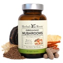 Herbal Roots אורגני 8 Mushroom תוספי קפסולות - 100% תמצית הגוף פירות - בריאות ותחמושת - 60 קפסולות טבעוניות