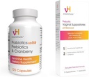 vH Essentials Probiotics with Prebiotics and Cranberry Feminine Health Supplement - 120 קפסולות (544-36) & Prebiotic PH Balanced Vaginal SuppositoriesBox, גרסה מקורית, 15 הרוזן