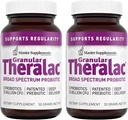 תוספי מאסטר  Granular Theralac - 1.05 oz, Pack של 2 - Multi-Strain Probiotic אבקת for Optimal Gut Health - Great for Kids - Vegan, Gluten Free - 80 סה"מ