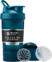 BellerBottle Shaker Bottle with Pill Organer and Storage for Protein, Classic V2 ProStak System, 22-Ounce, Ocean Blue Blue