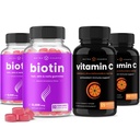 NutraChamps biotin Gummies (2 Pack) ו ויטמין C קפסולות (2 Pack) 4 Pack Bundle