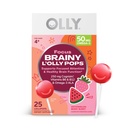 OLLY Focusdies L'OLLY Pops, Cognizin, ויטמינים B6 ו B12, אומגה 3 ALA, תמיכה ממוקדת תשומת לב ותפקוד מוח בריא, * ילדים תוספת דיאטנית, Watermelon Strawberry Flavored, 25 הרוזן