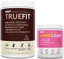 RSP NUTRITION AminoLean Pre Workout אנרגיה (Pink Lemonade 30 משרתים) עם אבקת חלבון TrueFit (Choate 2 LB)