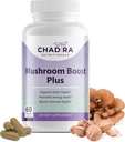 Mushroom Boost Plus - 10in-1 Mushroom תוספת עם Cordyceps, Lion's Mane, Reishi, טורקיה Tail & Shiitake - Immune Support, Energy & Brain Supplement - 60 Veggie קפסולות