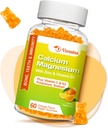 High Absorption Calcium Gummies, סוכר חינם Calcium Magnesium תוספת עם ויטמין D3 עבור גברים ונשים - טבעוני, כתום פלאמור 60 Cts