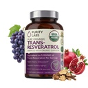 Purity Labs Pure Organic Trans Resveratrol תוספת עם Quercetin, תוספי תזונה טבעונית עבור הלב, העור, השיער, ריחות | מקורם של 90 קפסולות יפניות