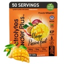 אבקהVitamin אלקטרוליט אבקת פלוס (50 משרתות) מנגו Passionפרי אלקטרוליטה אבקת Zero Calorie Keto, 0 סוכר, No Maltodextrin, 1000mg פוטיאום, 120 מ"ג Calcium, 120 מ"ג מגנזיום, אבקת הידרציה, 0 סוכר, No Maltodextrin, 1000mg פוטיאום, 120 מ"ג Calcium, 120 מ"ג מגנזיום.
