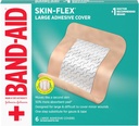 Band-Aid Brand Skin-Flex Adhesive Wound Covers for First Aid Wound Care of Minor Cuts, Scraps & Burns, עם תחושה נוחה, נע כמו עור שני, סטרילי, גדול, 6 ct, 6 ct