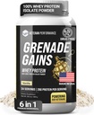 Grenade Gains Whey Isolate אבקת עם Creatine, L-Carnitine & Beta-Alanine - צד שלישי נבדק, Gluten-Free, No Artificialeners - USA Made, Vanilla, 24 משרתים