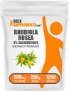 BulkSupplements.com Rhodiola לחלץ אבקה - 3% Salidrosides, Rhodiola Rosea Extracta Extracta - תוסף צמחי, Gluten Free, 200 מ"ג לשרת, 250g (8.8 oz) (Pack of 1)
