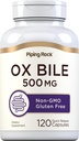 Piping Rock Ox Bile תוספת 500 מ"ג | 120 קפסולות | העיכול Enzyme