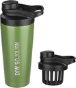 DIW 24 oz Shaker בקבוק, Stainless Steel Shaker עם Noise-Free Design, Insulated Metal Shaker Cup for חלבונים Mixes and Pre Workout,Gym Bottle Shaker (Green)