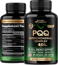 PQQ 40 מ"ג - PQQQ עם תוסף CoQ10 - Mitochondria biogenesis & cell Energy הפקה - עם Magnesium, ויטמין C, E & B2 - Pure & Highly Bioavailable | מעבדה Tested - Made in USA - 60 קפסולות
