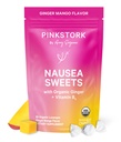 Pink Stork אורגני מנגו Sweets עם ויטמין B6 עבור מחלת בוקר ומחלות תנועה, נוסף ג'ינג'ר & ויטמין B6, 1st Trimester הריון חייב להיות - 30 Wrap Candies