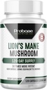 Probase Nutrition Lions Mane תוספת קפסולות 30x חומצה לחלץ Mushroom תוספת 4 חודש אספקה 120 ספירה