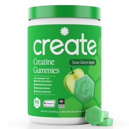 Creatine Monohydrate Gummies for Men & Women - Boost Focus, Power, and Endurance, Anti-Melting Formula, Vegan, Gluten-Free, non-GMO, 1.5 גרם קריאטין לחניכיים (Sour Green Apple, 90 ct)